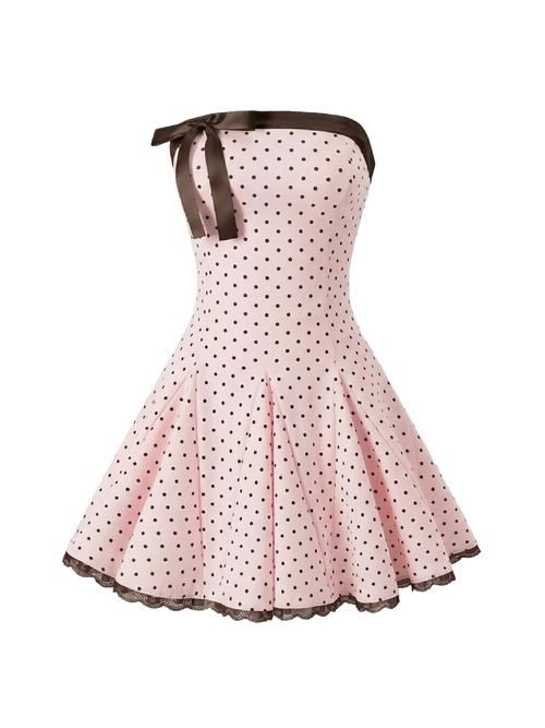 Dolly Polka Dot Dress (Pink Mocha)