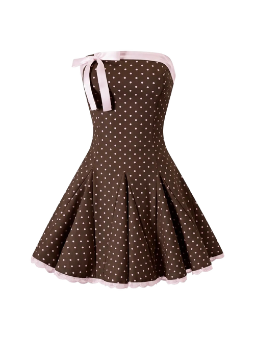 Dolly Polka Dot Dress (Chocolate)
