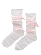 Tulle Ribbon Loose Socks (Pink)