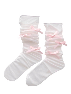 Tulle Ribbon Loose Socks (Pink)