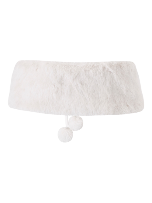 Sugar Pom Fur Pullover Cape (White)